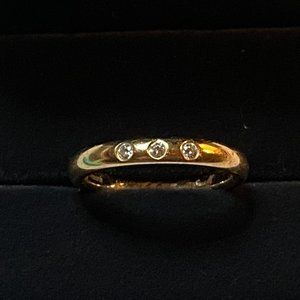 Tiffany & Co. Stacking 3P Diamond 750 Rose Gold Ladies Size 5.25